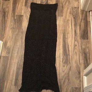 Black lace long skirt